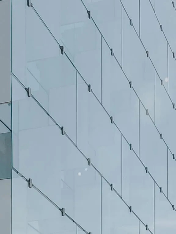 Modern glass wall on building