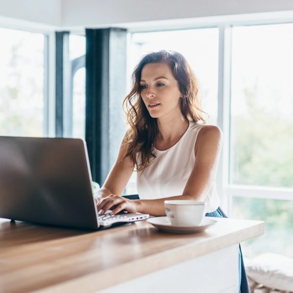 Woman working on laptop